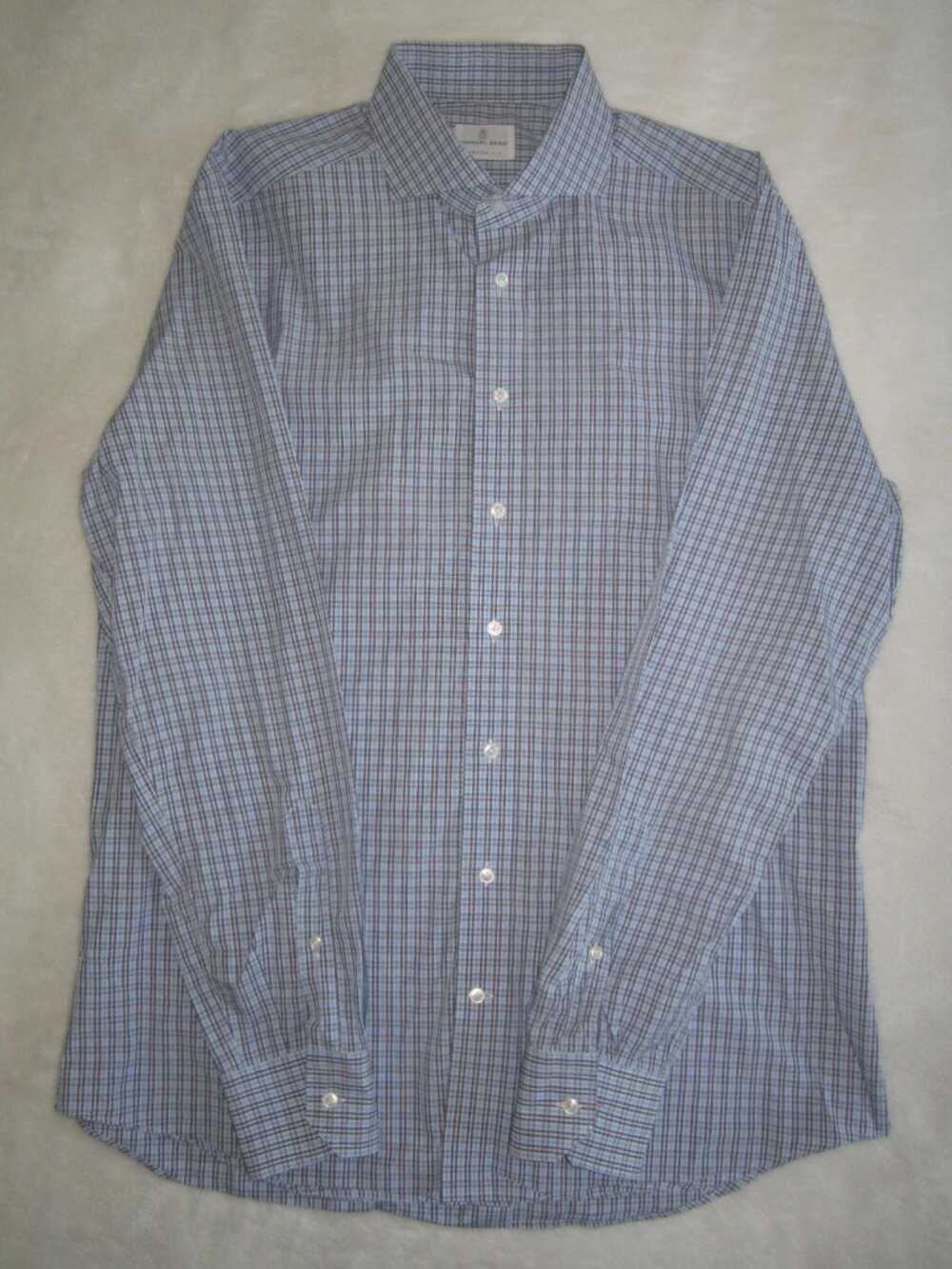 EMANUEL BERG Modern Fit Dress Shirt Harvard Cutaway Collar Pattern 7  16 1/2"